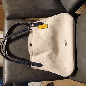 EUC Coach mustard/mauve/chalk Colorblock Hallie Shoulder Bag